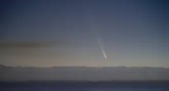 Photograph of the comet in twilight