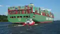 CSCL Venus on the Elbe with Destination Hamburg