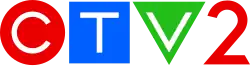 The CTV 2 network logo: a red circle containing a C, a blue square containing a T, and a green triangle containing a V. A red 2 in matching semi-geometric style sits to the right.
