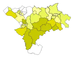 Map of Lib Dem candidates and vote share, concentrated in rural areas of southern Cheshire.