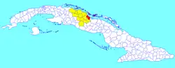 Caibarién municipality (red) within Villa Clara Province (yellow) and Cuba