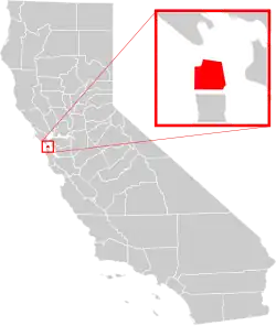 Map of California highlighting San Francisco County