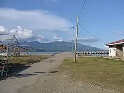 View out over the pier area towards the mountains of Biliran Island
