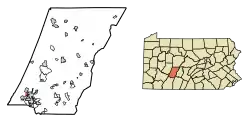 Location of Brownstown in Cambria County, Pennsylvania.