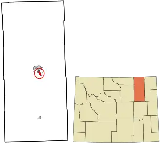 Location in Campbell County, Wyoming and the state of Wyoming.