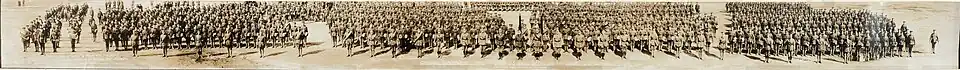 Canadian Expeditionary Force, 160th O.S. Bruce Battalion, London, Ontario, October 14, 1916. (Battalion ready to move off for overseas.) Companies 'A', 'B', 'C', 'D'. No. 629 (HS85-10-32567)