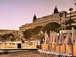 The Carlton Hotel at sunset.