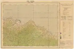 Map showing a small cape with a bay on either side