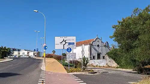 Various road signs in Porto Salvo.