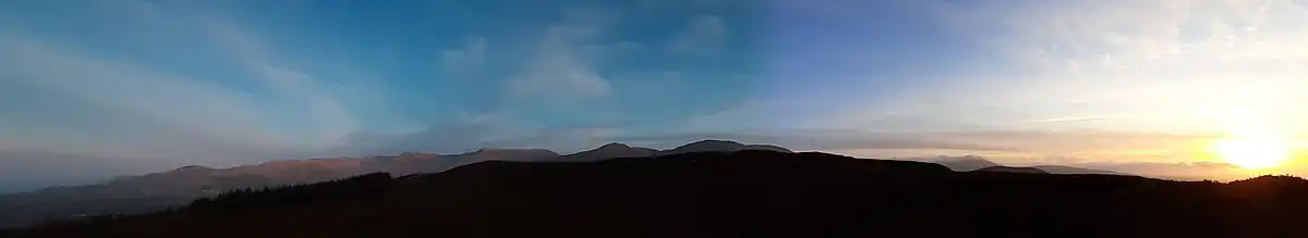 Carneddau mountain range panorama, seen from the top of Moel-y-Ci
