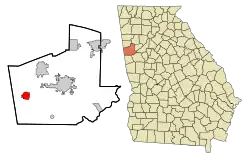 Location in Carroll County and the state of Georgia