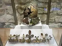 remains of a ceremonial helmet of King Charles VI found in the excavations