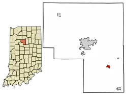 Location of Walton in Cass County, Indiana.