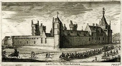 Ertinger’s engraving shows the inner castle in ruins (1678)