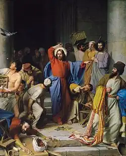 Casting out the money changers, by Carl Bloch