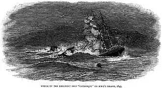 Wreck of emigrant ship Cataraqui off King Island, 1845