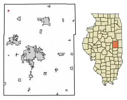 Location of Foosland in Champaign County, Illinois.