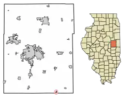 Location of Longview in Champaign County, Illinois.