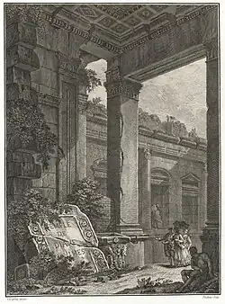 Ruins of the Temple of Diana at Nîmes, etching by Poulleau from Antiquités de la France (1788)