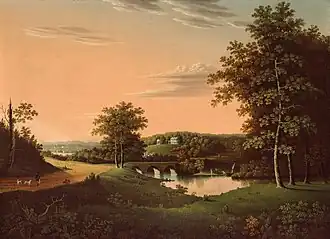 Landscape painting of the estate, attributed to Charles B. Lawrence, 1817–1820