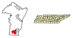 Location of Kingston Springs in Cheatham County, Tennessee.