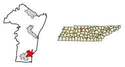 Location of Pegram in Cheatham County, Tennessee.
