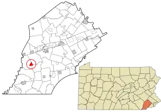 Location in Chester County and the state of Pennsylvania.