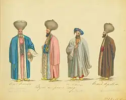 Great Boyars of Wallachia wearing large işlics, 1825