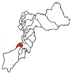 Location of the district in the province of Huancayo, department of Junín, Peru
