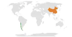 Map indicating locations of Chile and China
