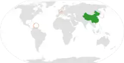 Map indicating locations of China and Netherlands