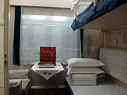 Interior of a luxury soft sleeper cabin
