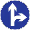 Proceed straight and/or turn right