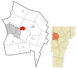 Location in Chittenden County and the state of Vermont.