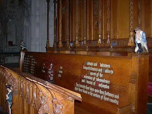 East choir stalls (1917).