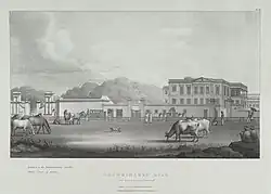 An 1833 Lithograph of the Sadr Diwāni Adālat, the Chief Civil Court for Indians, on Chowringhee Road, Calcutta.