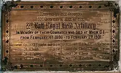 The 22nd Battery of the Royal Field Artillery was stationed at Mhow between 1896 and 1901