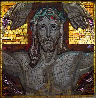 Mosaic of Christ (detail) on the pulpit