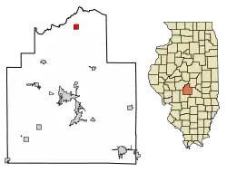 Location of Mount Auburn in Christian County, Illinois.