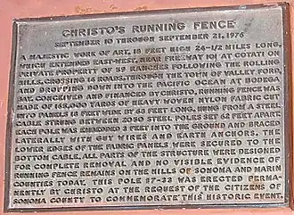 One of two commemorative markers in Valley Ford, California