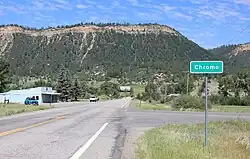 Entering Chromo from the south on U.S. Route 84.