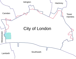 Map showing the City of London boundaries pre & post-1994.