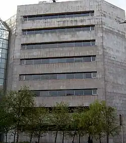 Side view of one of the office buildings.