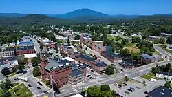 View of Claremont showing the Sugar River and Mount Ascutney