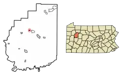 Location of Shippenville in Clarion County, Pennsylvania.