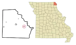 Location of Wayland, Missouri