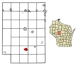 Location of Neillsville in Clark County, Wisconsin.