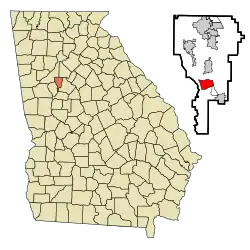 Location in Clayton County and the state of Georgia