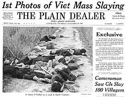 The Cleveland Plain Dealer Front Page on November 20, 1969 exposing the My Lai massacre to the world for the first time.