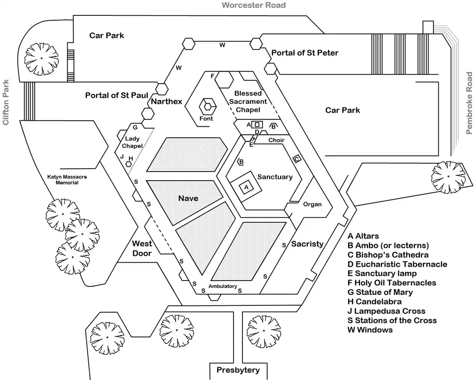 Architectural plan of the Interior of Clifton Cathedral